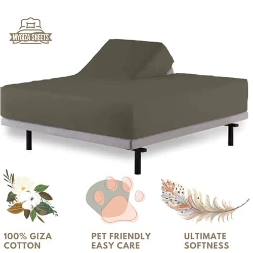 Split Top King Fitted Sheet for Adjustable Beds, 100% Giza Cotton, 34" Flex Head King Size, 1 Pc (Dark Grey) 5