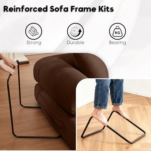 ZEIINPA Convertible Folding Couch Bed, Comfy Corduroy Sleeper Floor Sofa Bed with Fixed-Shape Frame, Floor Sofa with Armrest, Lounge Couch for Living Room Bedroom Lounge Studio, Dark Brown 6