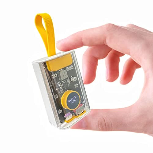 Portable Charger 10000mAh,Small Power Bank 22.5W Fast Charging,Transparent External Battery Pack,Input/Output External USB C Portable Phone Charger for iPhone iPad Samsung LG Android Cellphone(White)