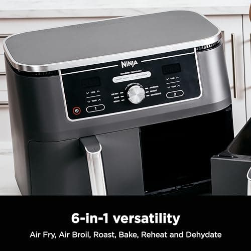 Ninja DZ401 Foodi 10 Quart 6-in-1 DualZone XL 2-Basket Air Fryer with 2 Independent Frying Baskets, Match Cook & Smart Finish to Roast, Broil, Dehydrate for Quick, Easy Family-Sized Meals, Grey 7