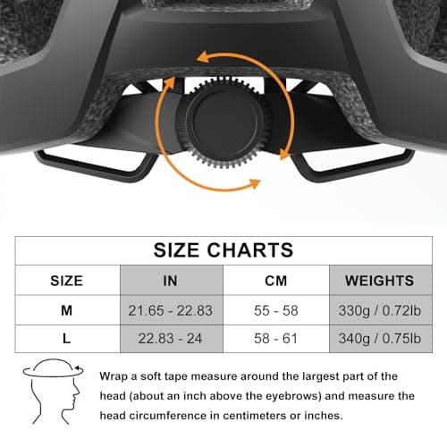 Bike Helmet, Helmets for Adults Men, Front and Back LED Lights Safe Certified MTB Road Bicycle Helmet with Adjustable Brim 7