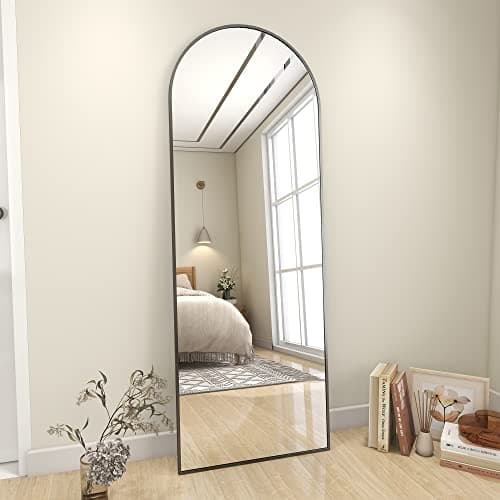 Koonmi Arched Full Length Mirror, 64"x21" Black Standing Hanging or Leaning Full Body Mirror with Aluminum Alloy Frame for Living Room and Bedroom 6