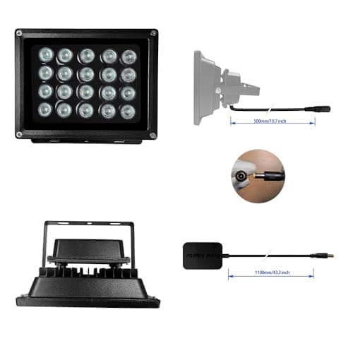JCHENG SECURITY JC 210ft Infrared Illuminator, 20 LEDs 90 Degree Wide Angle IR Illuminator for Night Vision,Waterproof LED Infrared Flood Light Black 5