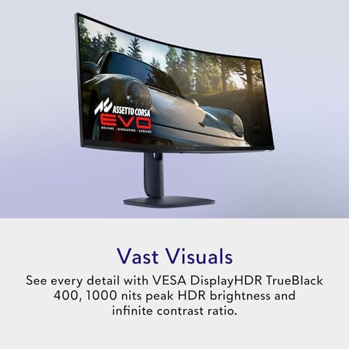Alienware 34 240Hz QD-OLED Curved Gaming Monitor - AW3425DW - 34.2-inch WQHD (3440 x 1440) 0.03ms Display, 1800R Curve, AMD FreeSync Premium Pro, VESA AdaptiveSync, DisplayHDR TrueBlack 400 5