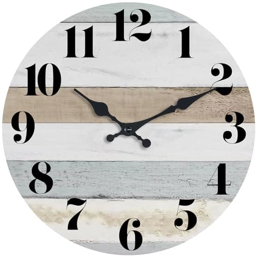KECYET Wall Clock - 12 Inch Silent Decorative Vintage Style Wall Clock Battery Operated Country Rustic Design for Kitchen, Bathroom, Bedroom, Living Room