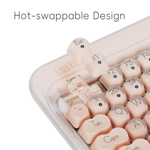 LOFREE DOT Foundation Mechanical Keyboard, 75% Rechargeable Hot-swappable Keyboards with 3 Types Connection for Windows, Mac OS/Pink GATERON Baby Racoon Switches 8