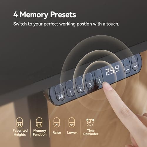 SIHOO 55"28" Whole Piece Electric Sit-Stand Desk with 4 Memory Height Settings, Ergonomic Adjustable Height Workstation for Home & Office (Black) 7