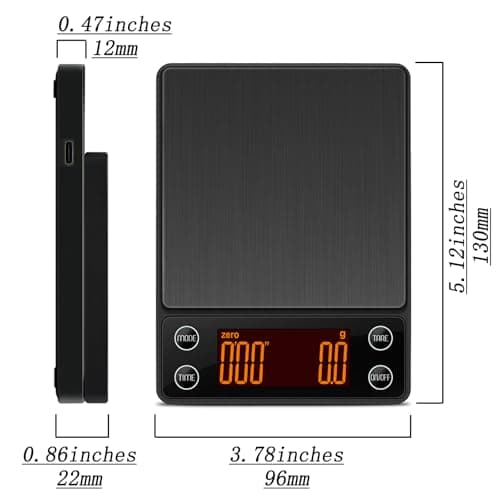 LUCKCENLY Espresso Scale with Timer 3kg/0.1g Accuracy Coffee Bean Scale Digital Portable Rechargeable Auto Tare Smart Water Flow White 7