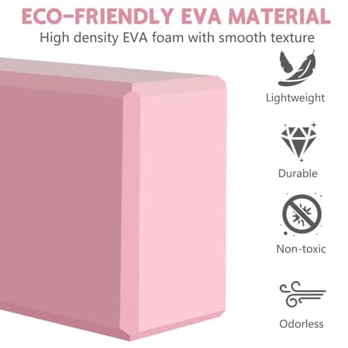 MBHKRRS 9"x6"x3" Yoga Blocks, Soft Non-Slip Surface Premium Foam Blocks, Supportive, Lightweight, Odor Resistant, Yoga Accessories for Pilates Meditation General Fitness Stretching Toning (pink-1 Pack) 7
