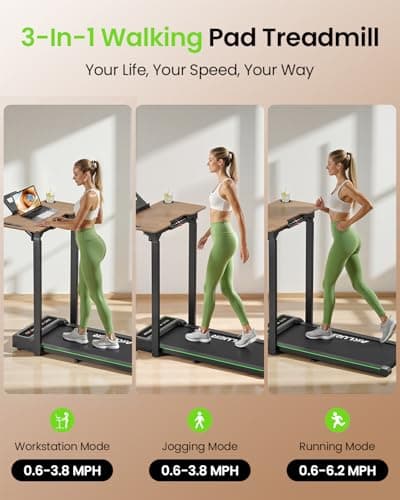 Akluer Walking Pad Treadmill with Adjustable Desk, 330lbs Capacity, Compact Walking Pad, 2.5HP Under Desk Treadmills, 45dB Silent Operation, Foldable Treadmill with Remote Control, for Home Office 5