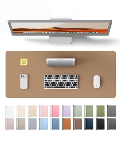 YSAGi Leather Desk Pad Protector, Office Mat, Large Mouse Pad, Non-Slip PU Blotter, Laptop Waterproof Writing for and Home (23.6" x 13.8", Khaki)