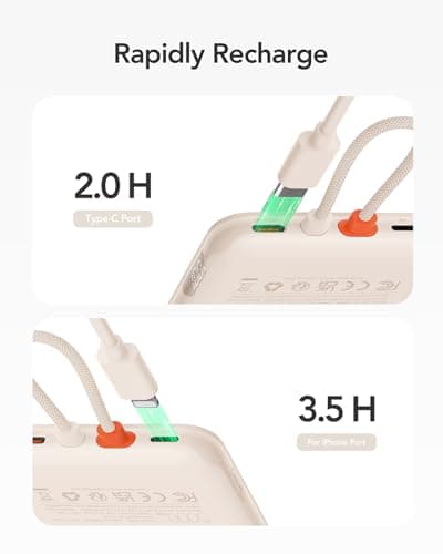 charmast Slim Portable Charger, 5000mAh Fast Charging Power Bank Built in for iPhone Cable, Digital Display Battery Pack Compatible with iPhone 14/14 Pro Max/13/13 Pro Max/12/11/XR/X (No-Wireless) 7