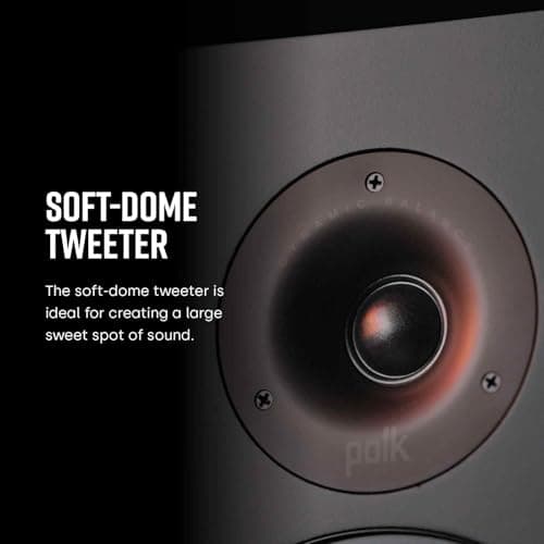 Polk Audio T50 Home Theater and Stereo Floor Standing Tower Speaker (Single, Black) - Deep Bass Response, Dolby and DTS Surround 5