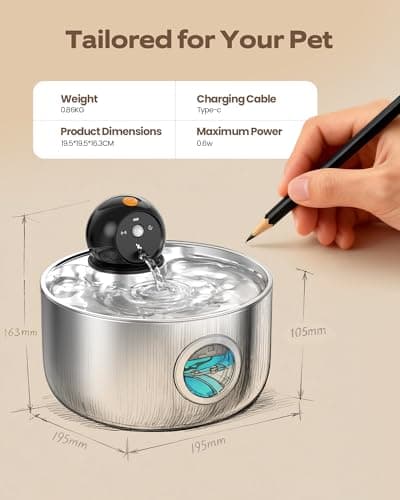 Wireless Cat Water Fountain Cordless: Stainless Steel Cat Fountains for Drinking - 88oz/2.6L Battery Operated Pet Water Fountain Indoor with Motion Sensor - Rechargeable Automatic Water Dispenser 9