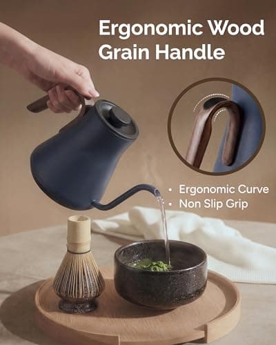 INTASTING Gooseneck Electric Kettle, ±1℉ Temperature Control, Stainless Steel Inner, Quick Heating, for Pour Over Coffee, Brew Tea, Boil Hot Water, 0.9L (Navy Blue) 7