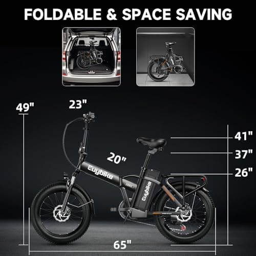 1000W Folding Electric Bike, 48V 20AH Large Removable Battery E Bike, 30+MPH, 80 Miles Max Range, 20" Fat Tire Electric Bicycle for Adults, Adult Electric Bicycles for Commute Beach Snow,Matte White 7
