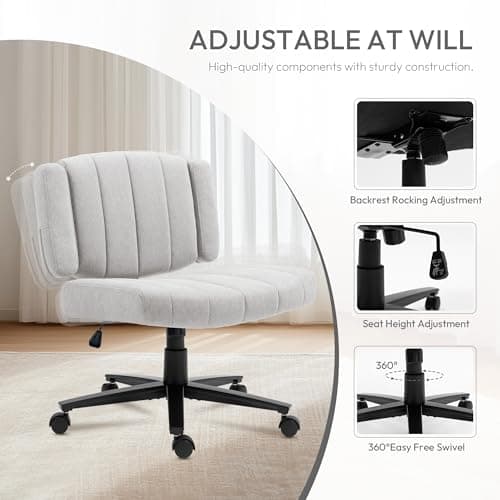 Vigosit Ergonomic Office Chair - Wide Seat Criss Cross Back Design, Adjustable Arms, 360° Swivel with Wheels, Grey 7