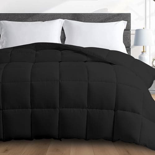 HomeSmart King Size Weighted Comforter 30 lbs, 3X More Fluffy Than A Weighted Blanket, Soft Plush Fabric, Also Fits California King Beds, Black