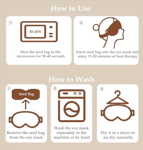 Heated Eye Mask (2-Packs), Moist Warm Compress Microwave with Flaxseed Cassia Seed, Weighted Eye Mask for Sleeping, Dry Eyes, Stye Eye Treatment, Relief Eye Fatigue (Black&Grey) 8