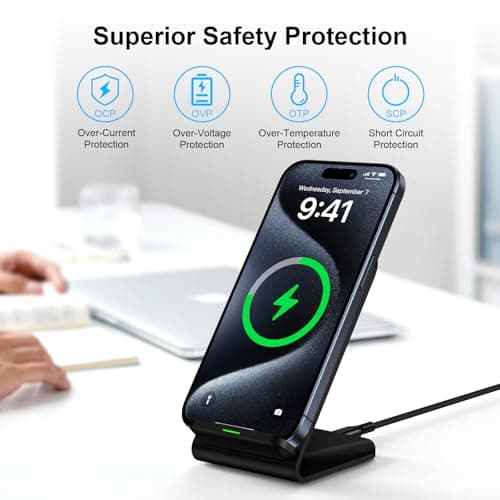 Samsung Wireless Charger Fast Charging Stand Desk Phone Charger Stand Android Charging Station for Samsung Galaxy S24 Ultra S24+ S24 S23 FE S22 S21 S20 S10 S9 S8,iPhone 15 Pro Max Plus 14 with Adapter 5