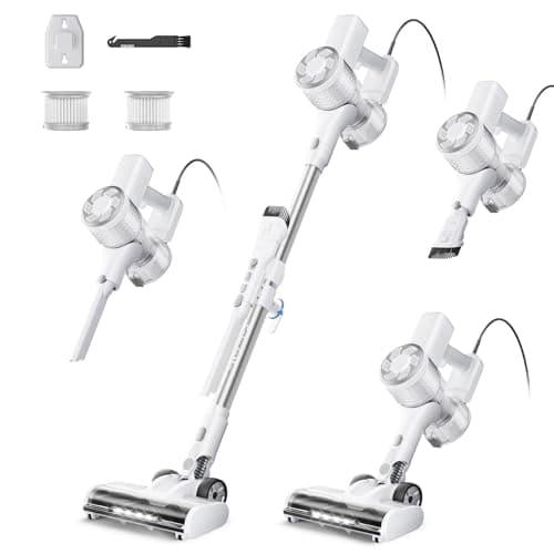 FABULETTA 23Ft Corded Stick Vacuum, 600W Power Stick Vacuum with Telescopic Alloy Tube, 6 in 1 Ultra- Light Corded Vacuums Cleaner Converts to a Hand Vacuums, Great for Pet Hair & Hard Floor