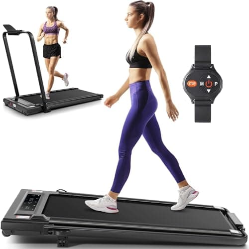 ANCHEER 4 in 1 Under Desk Treadmill with Incline - 2s Folding/Max 300 lb Capacity Walking Pad - Compact Electric Treadmill for Home, Gym, or Office with LED Touch Screen and Remote Control