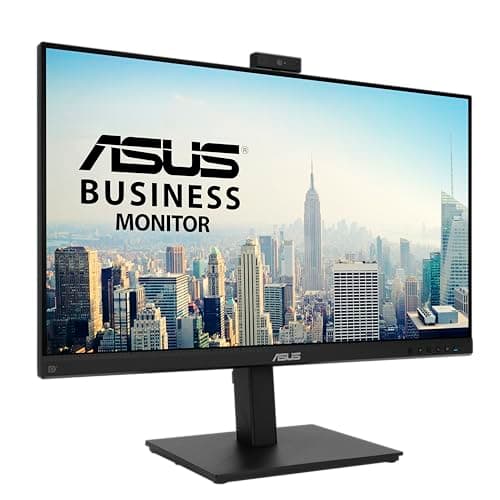 ASUS 27” 1080P Video Conference Monitor (BE279QSK) - Full HD, IPS, Built-in Adjustable 2MP Webcam, Mic Array, Speakers, Eye Care, Wall Mountable, Frameless, HDMI, DisplayPort, VGA, Height Adjustable 10