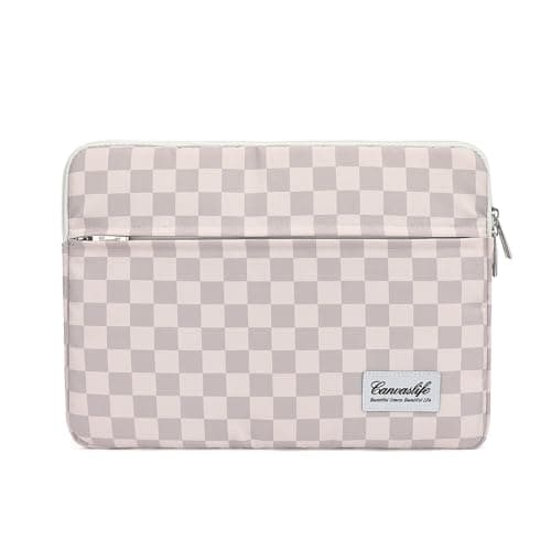 Canvaslife Neutral Checker Pattern Laptop Sleeve Case Cover with Pocket for MacBook Pro 14 inch and 14 inch-14.4 inch HP, Lenovo, Dell, ASUS, Acer Notebook Computer