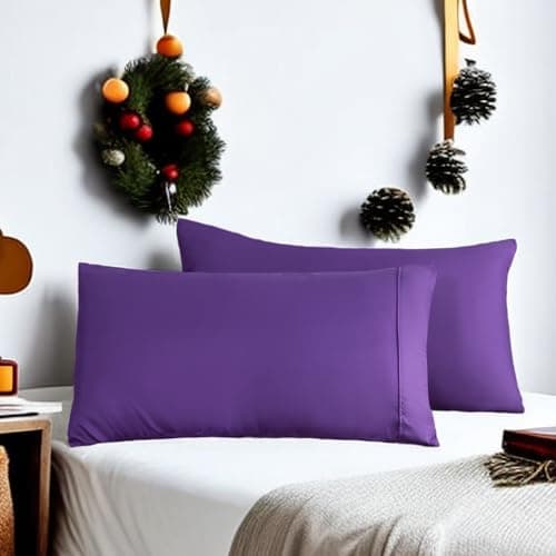 AYASW Pillowcases Queen Size Set of 2 Pieces Envelope Closure 1800 Double Brushed Microfiber Soft and Cozy Pillow Case 20x30 inches Wrinkle Fade Resistant Purple Easy Care Holiday Decor