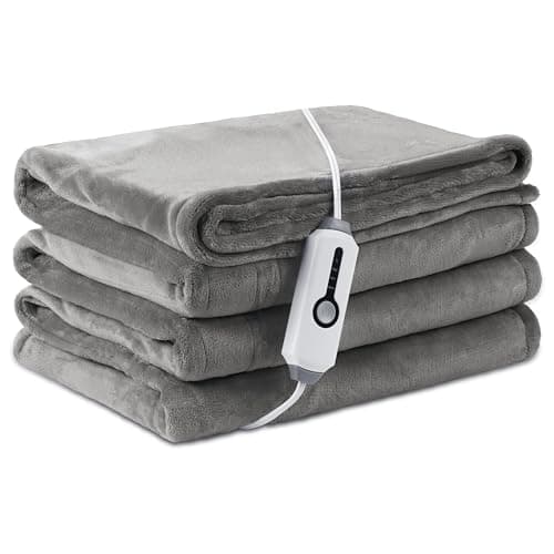 LaffyLo Electric Heated Blanket Full Size 72"×84", Luxurious Breathable Flannel with 4 Heat Settings, 10-Hour Auto Shut-Off & Overheat Protection, for Bed & Couch, Cozy Gift - Light Grey