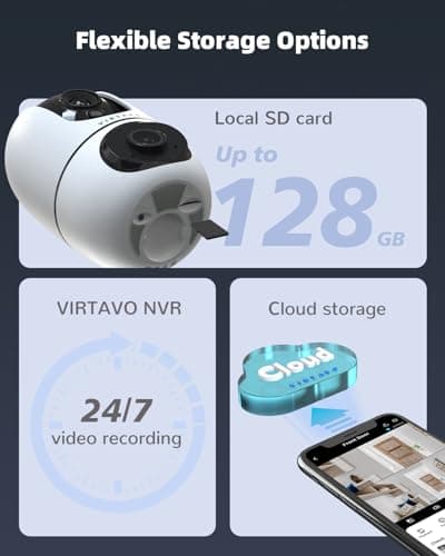 virtavo XD2 Indoor Security Camera, Dual-Lens 360° PTZ Baby Monitor & Pet Camera, Motion Tracking, 2-Way Audio, Night Vision, Cloud/SD Storage, Phone App, 2.4GHz WiFi 7