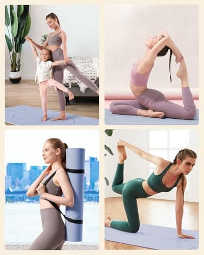 YOTTOY Yoga Mat, 72"x 32"x1/3" Extra Wide Non-Slip Exercise Fitness Yoga Mats,Eco-Friendly TPE Exercise Mats for Women Men Home Workout with Strap Bag (Nile, 72x32x1/3) 8