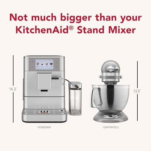 KitchenAid Fully Automatic Espresso Machine KF8 with Milk Attachment and Plant Based Milk Options, KES8558SX, Stainless Steel 11