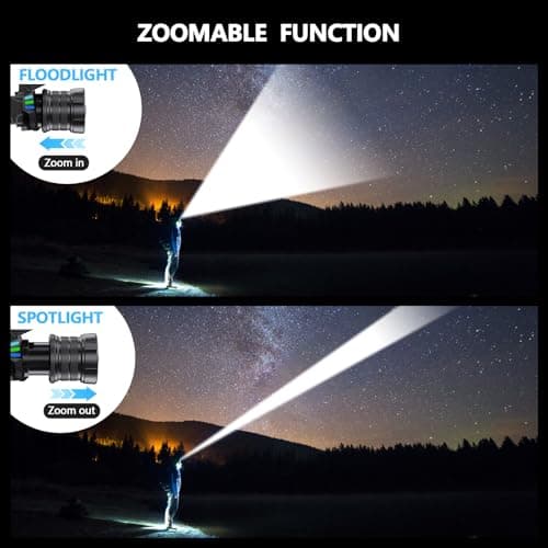 WWOAA Super Bright Headlamp Rechargeable 99000 High Lumens LED Head Lamp Battery Powered,12 Modes Waterproof Comfortable Headlight Zoomable Digital Display Headlamps for Hardhat Camping Hiking Fishing 9