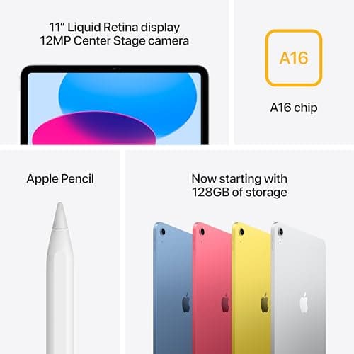 Apple iPad 11-inch: A16 chip, 11-inch Model, Liquid Retina Display, 128GB, Wi-Fi 6, 12MP Front/12MP Back Camera, Touch ID, All-Day Battery Life — Blue 5