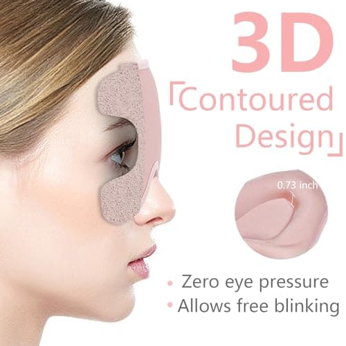 Sleep Mask 3D Eye Mask for Sleeping 100% Light Blocking Eye Covers with Adjustable Strap Night Blindfold for Women Memory Foam Pink 2