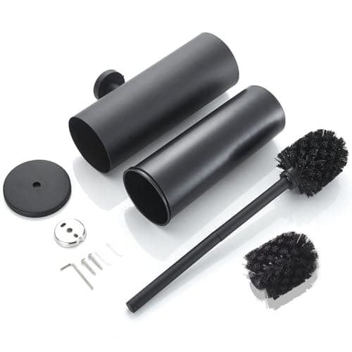 FVITA Toilet Brush Wall Mount Toilet Brush with Holder for Bathroom Stainless Steel Matte Black 7