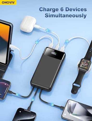 OHOVIV Portable Charger Power Bank 50000mAh Battery Pack, 22.5W Fast Charging PowerBank with Built in Cables,Travel Camping Essential USB-C Portable Phone Charger for iPhone Samsung Pixel Android iPad 6