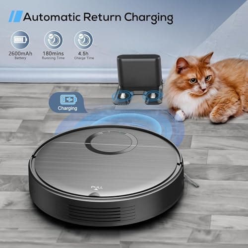 Robot Vacuum and Mop Combo, 2 in 1 Mopping Robot Vacuum Cleaner with Schedule, Wi-Fi/App/Remote, 2000Pa Max Suction, Self-Charging Robotic Vacuum, Slim, Ideal for Hard Floor, Pet Hair, Low-Pile Carpet 7