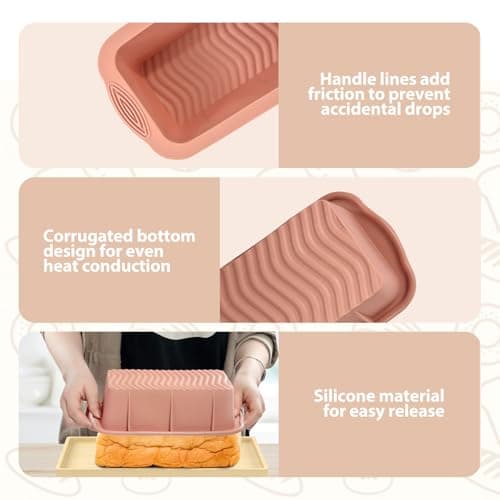 Koolstuffs Silicone Bread Loaf Pan, 2 PCS Non-Stick Bread Pans for Homemade Bread, Baking Mold Pans for Oven, Bread, Cake, Easy Release 6