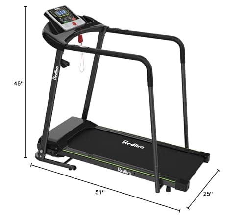 Redliro Walking Treadmill with Long Handrail for Balance, Recovery Fitness Exercise Machine Foldable for Home use with Holder for Phone & Cup,LCD Display, 300 lbs Capacity 10