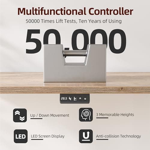 TIQLAB L Shaped Standing Desk Adjustable Height, Electric Corner Standing Desk, 63 x 55 inch Sit Stand Computer Table with Splice Board, Maple 7