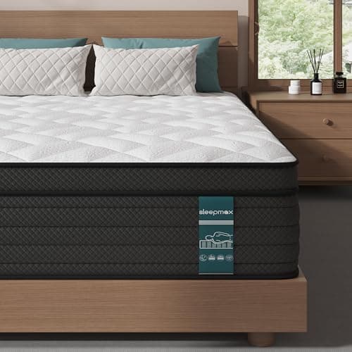 Sleepmax Firm Queen Mattress 14 Inch - Luxury Hybrid Mattress for Back Pain Relief - No Sagging Bed in a Box for Back & Side Sleepers - Fiberglass-Free, CertiPUR-US Certified, 365-Night Trial
