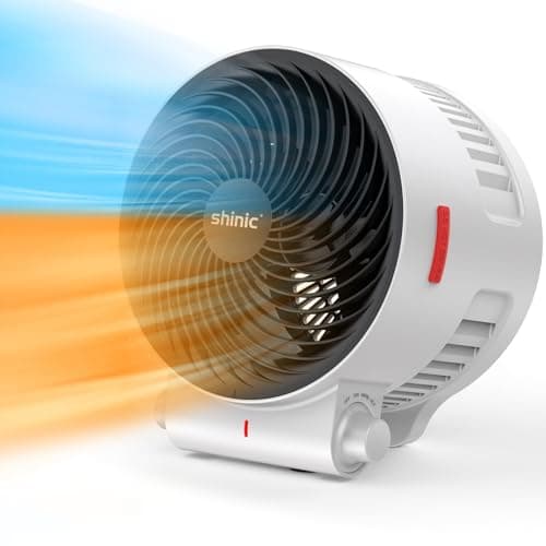Shinic 2-in-1 Heater and Fan Combo,1500W Portable Space Heater with 3 Modes,Adjustable thermostat,Tip-Over&Overheat Protection,Energy Efficient for Indoor Home Use, White 2