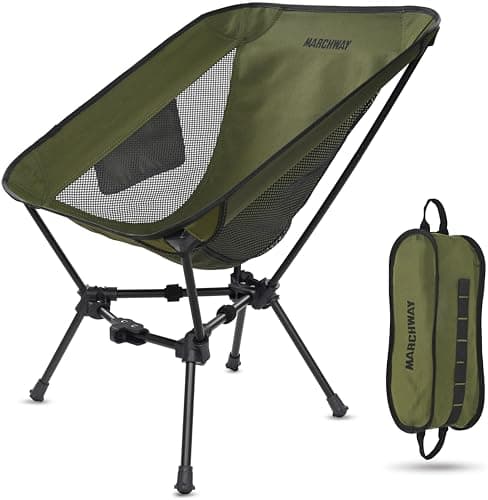 MARCHWAY Lightweight Folding Camping Chair, Portable Foldable Compact for Outdoor Camp, Travel, Beach, Picnic, Festival, Hiking, Backpacking, Supports 330Lbs (Green)