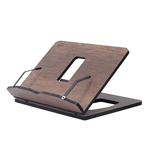 Vigo Wood Book Stand, Book Holder, Reading Stand, Cookbook Holder, Recipe Book Stand, Wooden Book Stands for Reading, Cookbook Stand for Kitchen, Book Holder for Reading in Bed (Walnut)