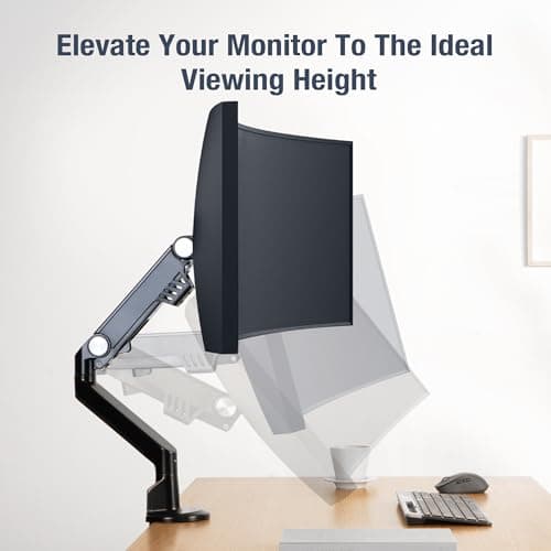 AVLT Single 13"-38" Monitor Arm Desk Mount fits One Flat/Curved/Ultrawide Screens Full Motion Height Swivel Tilt Rotation Adjustable - VESA/C-Clamp/Cable Management - Black 8