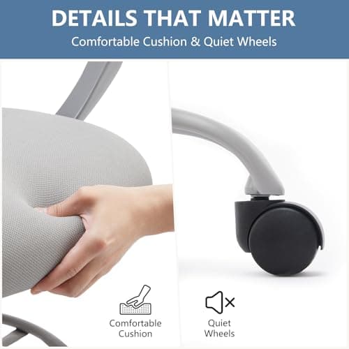 DUMOS Drafting Chair - Ergonomic Tall Office for Standing Desk, Counter with Height Adjustable and Comfortable Lumbar Support, Fixed Armrests, Grey 7