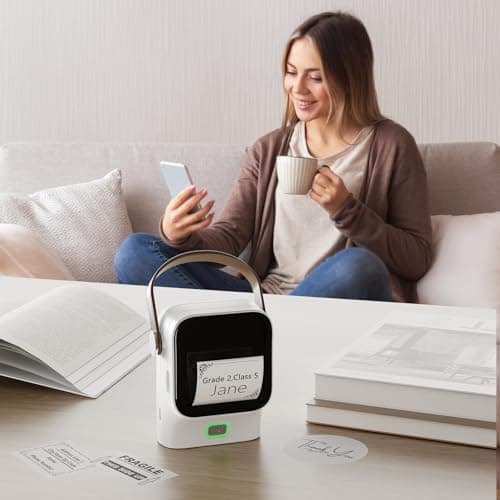 Rongta Bluetooth Label Maker Machine with Tape,Portable Wireless Labeler Machine,Handheld Sticker Maker for Barcode Labels,Home School Supplies,USB Rechargeable,Compatible with iOS/Android, White 7