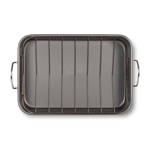 Glad Roasting Pan Nonstick 11x15 - Heavy Duty Metal Bakeware Dish with Rack - Large Oven Roaster Tray for Baking Turkey, Chicken, and Veggies 5